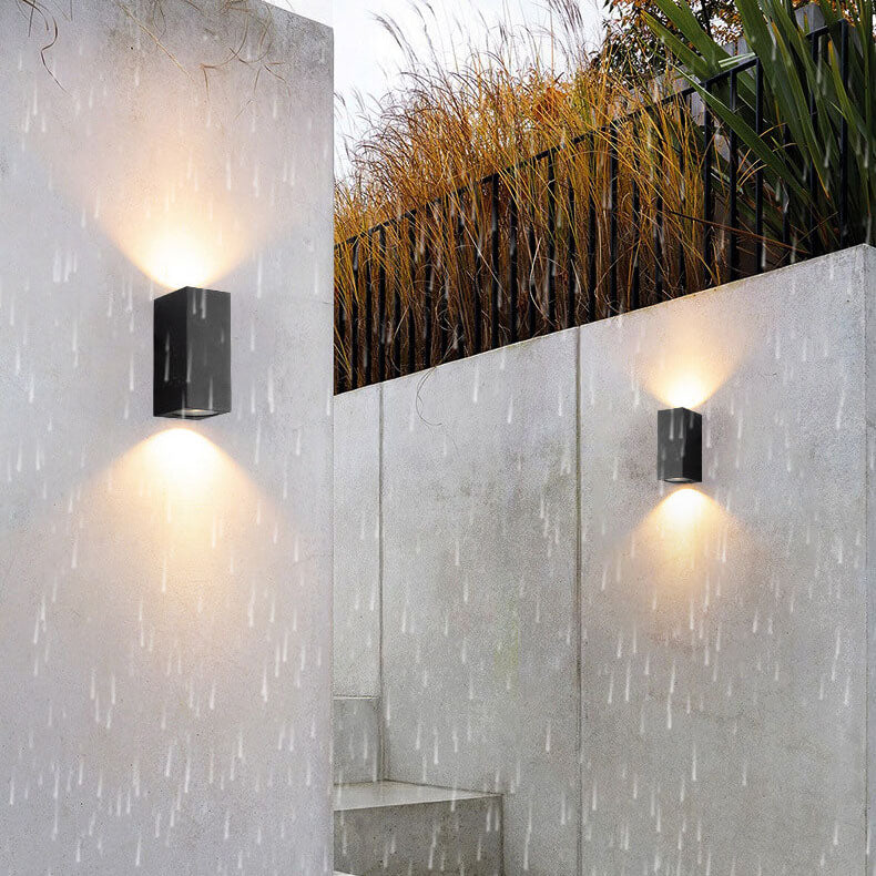 Modern Simple Outdoor Waterproof Aluminum Glass Cylinder 2-Light Wall Sconce Lamp