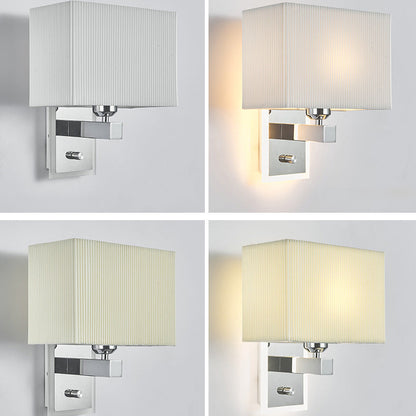 Modern Minimalist Fabric Square Plating 2-Light Wall Sconce Lamp