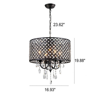 Modern Luxury Crystal Branch Round 4-Light Chandelier