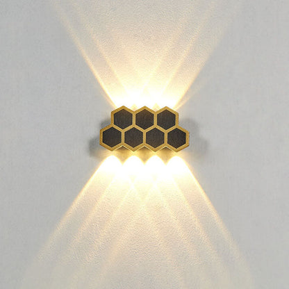 Outdoor Simple Hexagonal Combination Black Gold LED Wall Sconce Lamp