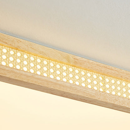 Modern Minimalist Square Acrylic Wood LED Flush Mount Ceiling Light For Bedroom
