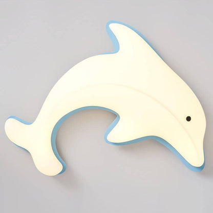 Nordic Cartoon Dolphin Iron PE LED Kids Flush Mount Ceiling Light
