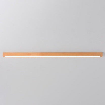 Modern Minimalist Wood Acrylic Long Strip LED Flush Mount Ceiling Light For Living Room