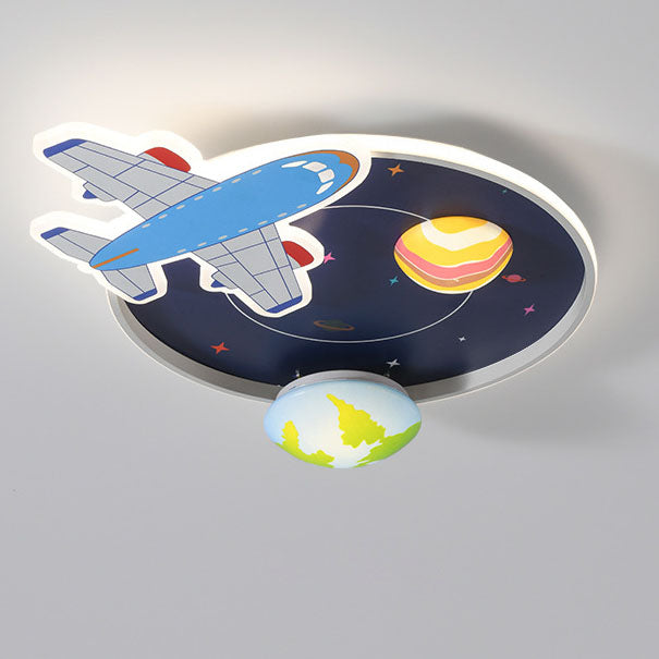 Cartoon Creative Aircraft Space LED Kids Flush Mount Ceiling Light