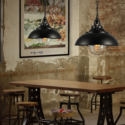 Traditional Colonial Round Pot Lid Iron 1-Light Pendant Light For Living Room