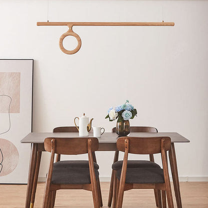 Modern Solid Wood Japanese Style Strip LED Chandelier