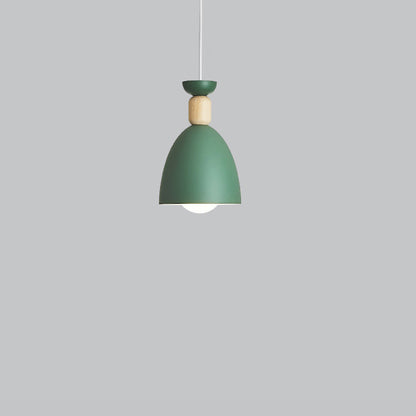 Modern Minimalist Round Cone Iron Wood 1/3 Light Island Light Chandelier For Dining Room