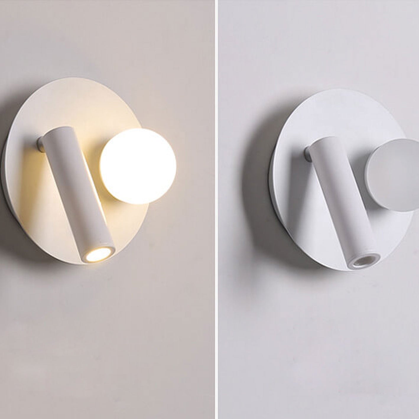 مصباح حائطي LED للقراءة مصنوع من الحديد الأكريليكي دائري/مربع بتصميم بسيط على الطراز الاسكندنافي 