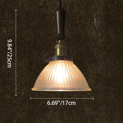 Retro Industrial Water Ripple Glass Bowl Shade 1-Light Pendant Light