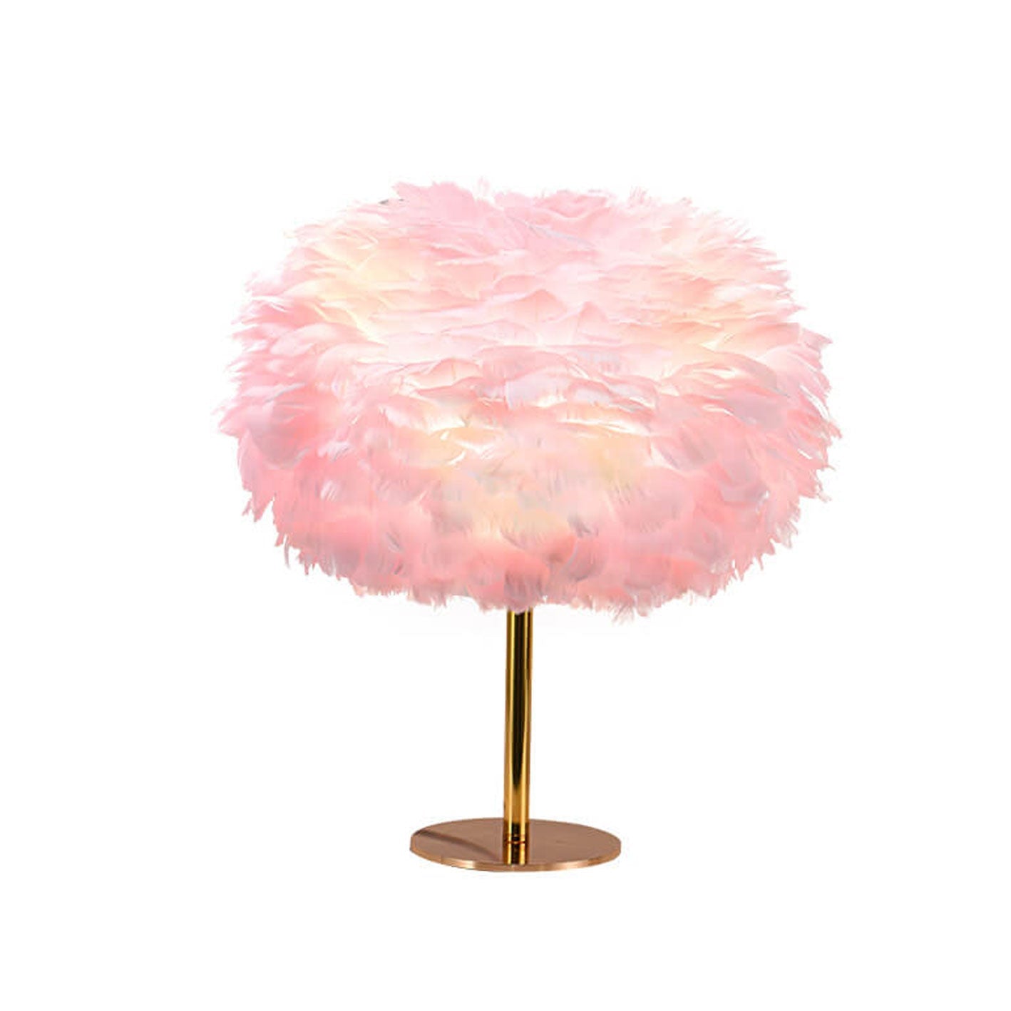 Nordic Goose Feather Round Iron Base 1-Light Table Lamp