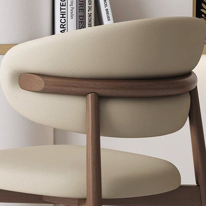 Contemporary Nordic Square Nappa Leather Metal Frame Dining Chair Backrest Armless For Dining Room