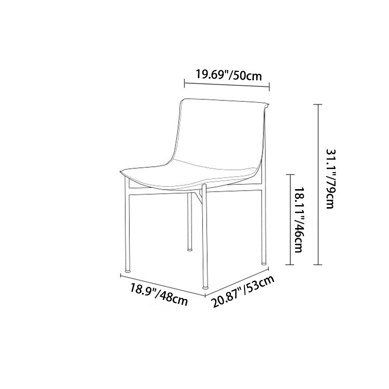 Contemporary Nordic Square Curved Microfiber Leather Stainless Steel Dining Chair Backrest For Dining Room