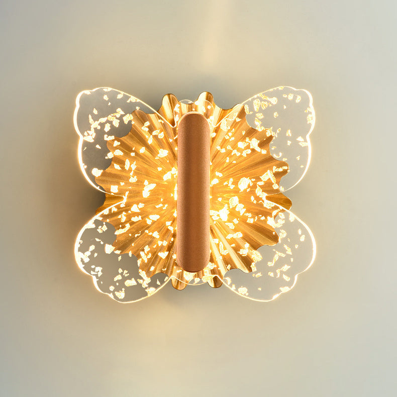 Contemporary Luxury Hardware Acrylic Butterfly LED Wall Sconce Lamp For Bedroom