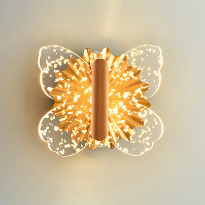 Contemporary Luxury Hardware Acrylic Butterfly LED Wall Sconce Lamp For Bedroom