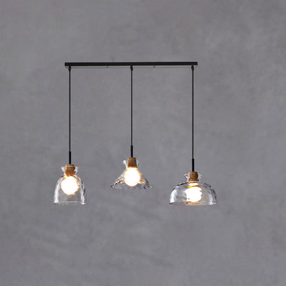Nordic Clear Rippled Glass Shaded 1-Light Pendant Light