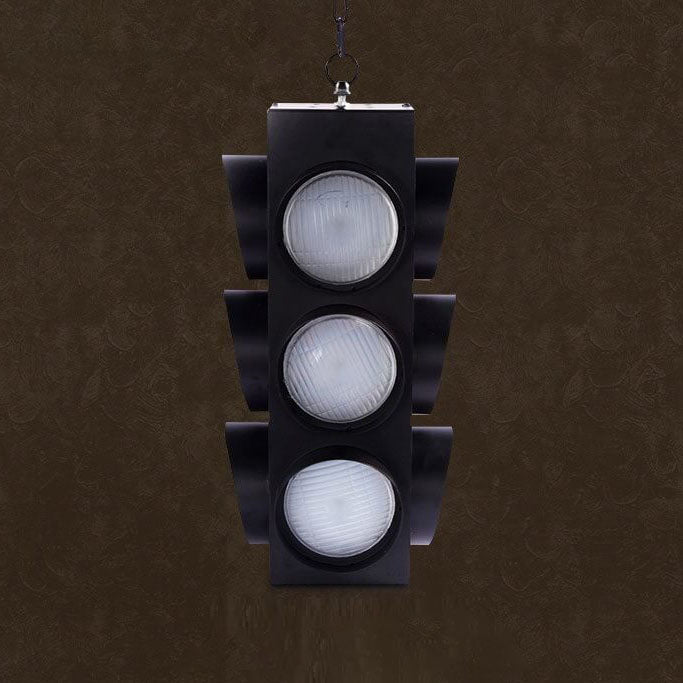 Retro Industrial Traffic Light Iron Glass LED Pendant Light
