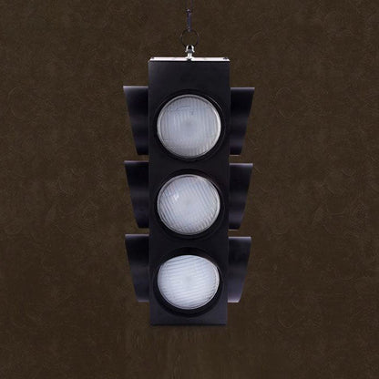 Retro Industrial Traffic Light Iron Glass LED Pendant Light