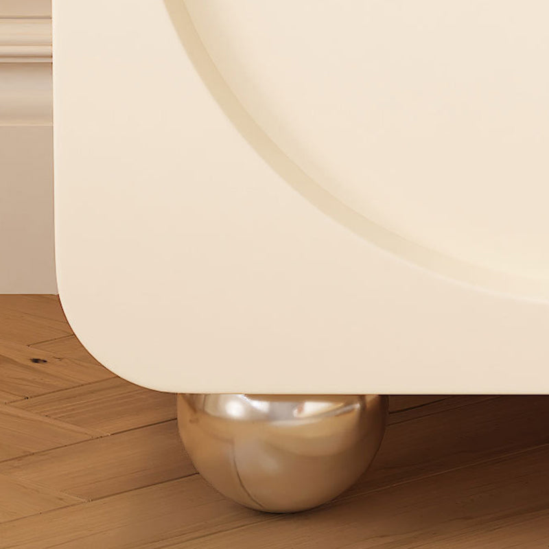 Modern Minimalist Round Corner Rectangular Density Panel Solid Wood Glass Stainless Steel Nightstand 2-Drawer For Bedroom