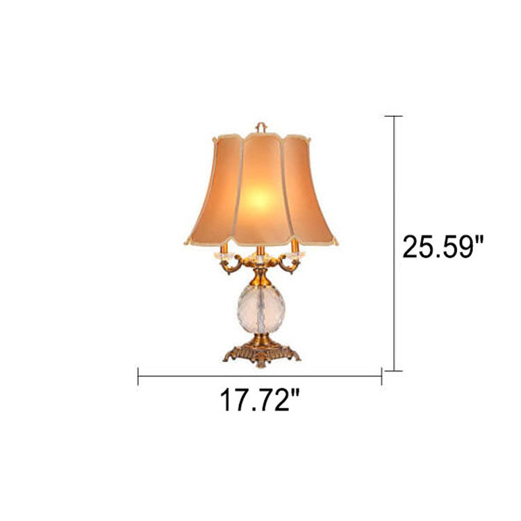 Modern Luxury Fabric Shade Candle Crystal Base 3/4 Light Table Lamp