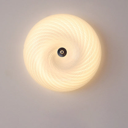 北欧ヴィンテージホワイトテクスチャガラスラウンドLEDフラッシュマウントシーリングライト