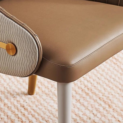 Modern Minimalist Square Pleated PU Leather Metal Foam Dining Chair Four Legs Backrest For Dining Room