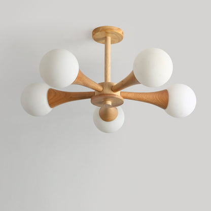Japanese Log Fork 3/4/5-Light Semi-Flush Mount Light