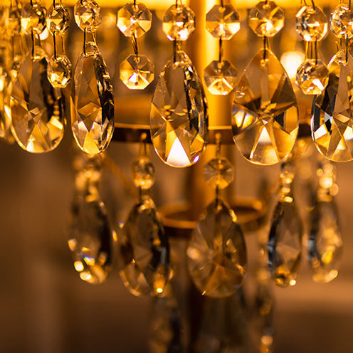 Traditional Luxury Copper Brass Crystal Crown Pendant 3-Light Standing Floor Lamp For Bedroom