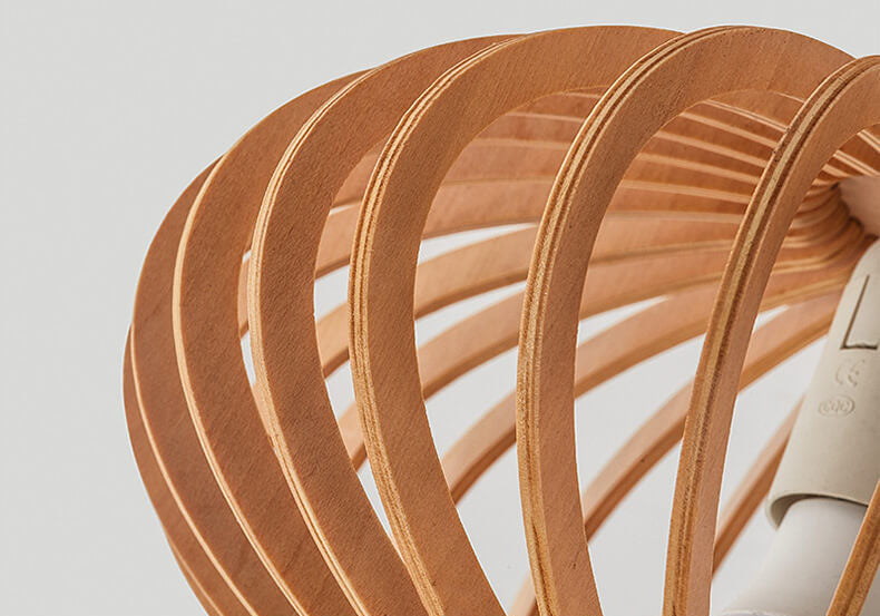 Nordic Wood Geometric Round 1-Light Semi-Flush Mount Ceiling Light