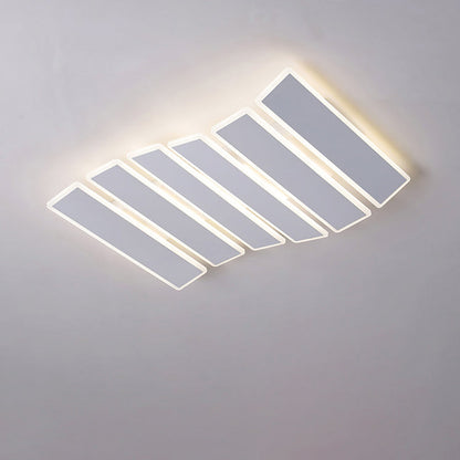現代的なシンプルさを演出するアクリル製ストライプ模様の魚の骨型LEDフラッシュマウントシーリングライト（リビングルーム用）