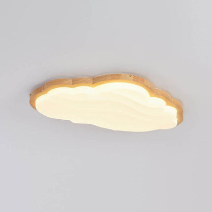 Modern Creative Pure White Cloud Star Wooden Acrylic LED Flush Mount Light