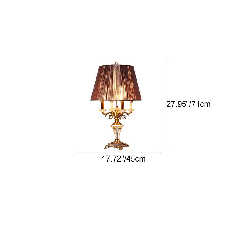 European Luxury Handmade Fabric Crystal Candle Holder 3/4 Light Table Lamp