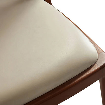 Traditional Chinese Square Wood Weaving Microfiber Leather Dining Chair Four Legs Backrest Armrest For Dining Room