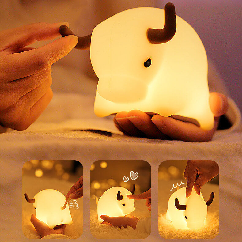 Animal Cow Silicone USB Timer Dimmable LED Night Light Table Lamp
