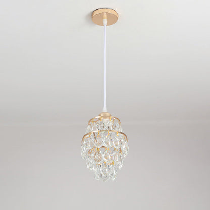 Modern Luxury Round Teardrop Crystal Iron 1-Light Pendant Light For Living Room