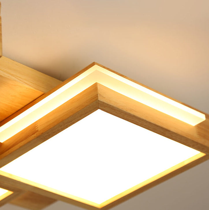 مصباح LED مربع بسيط من الخشب الصلب بتصميم نورديك 