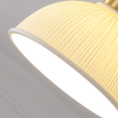 Modern Ceramic Round Jar Copper 1-Light Semi-Flush Mount Ceiling Light