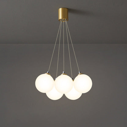 Contemporary Creative Orb Balloon Copper Glass 4/5/7 Light Chandelier For Living Room