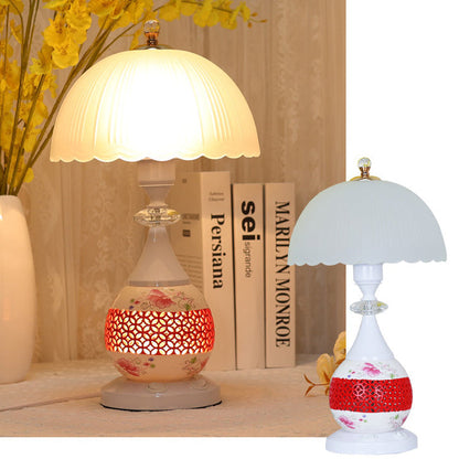 Contemporary Scandinavian Flower Umbrella Glass Ceramic 1-Light Table Lamp For Bedroom