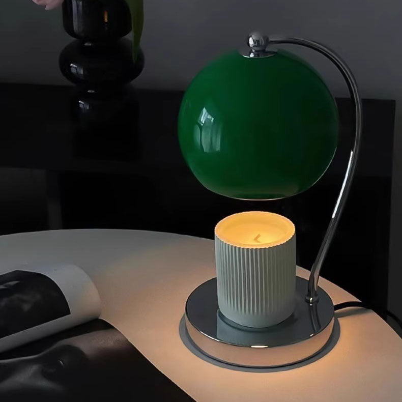 Contemporary Scandinavian Iron Stainless Steel Round Ball 1-Light Melting Wax Table Lamp For Bedroom