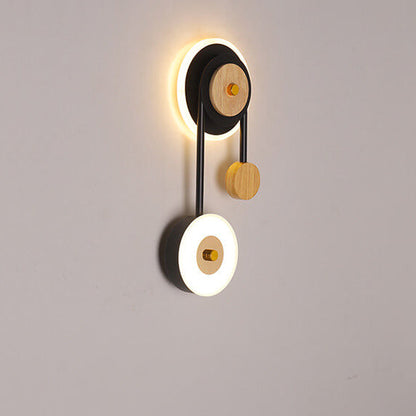 Nordic Creative Round Wood Acrylic Ring LED Wall Sconce Lamp
