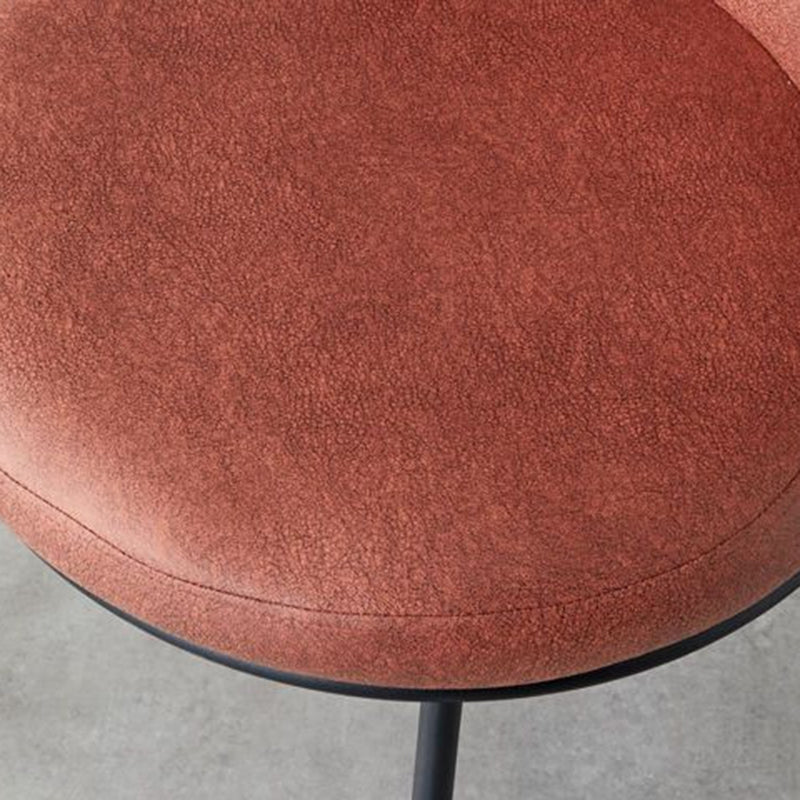 Contemporary Scandinavian Round Cushion Faux Leather Carbon Steel Dining Chair Backrest For Dining Room