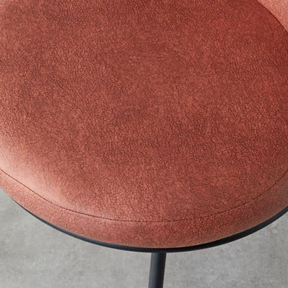 Contemporary Scandinavian Round Cushion Faux Leather Carbon Steel Dining Chair Backrest For Dining Room