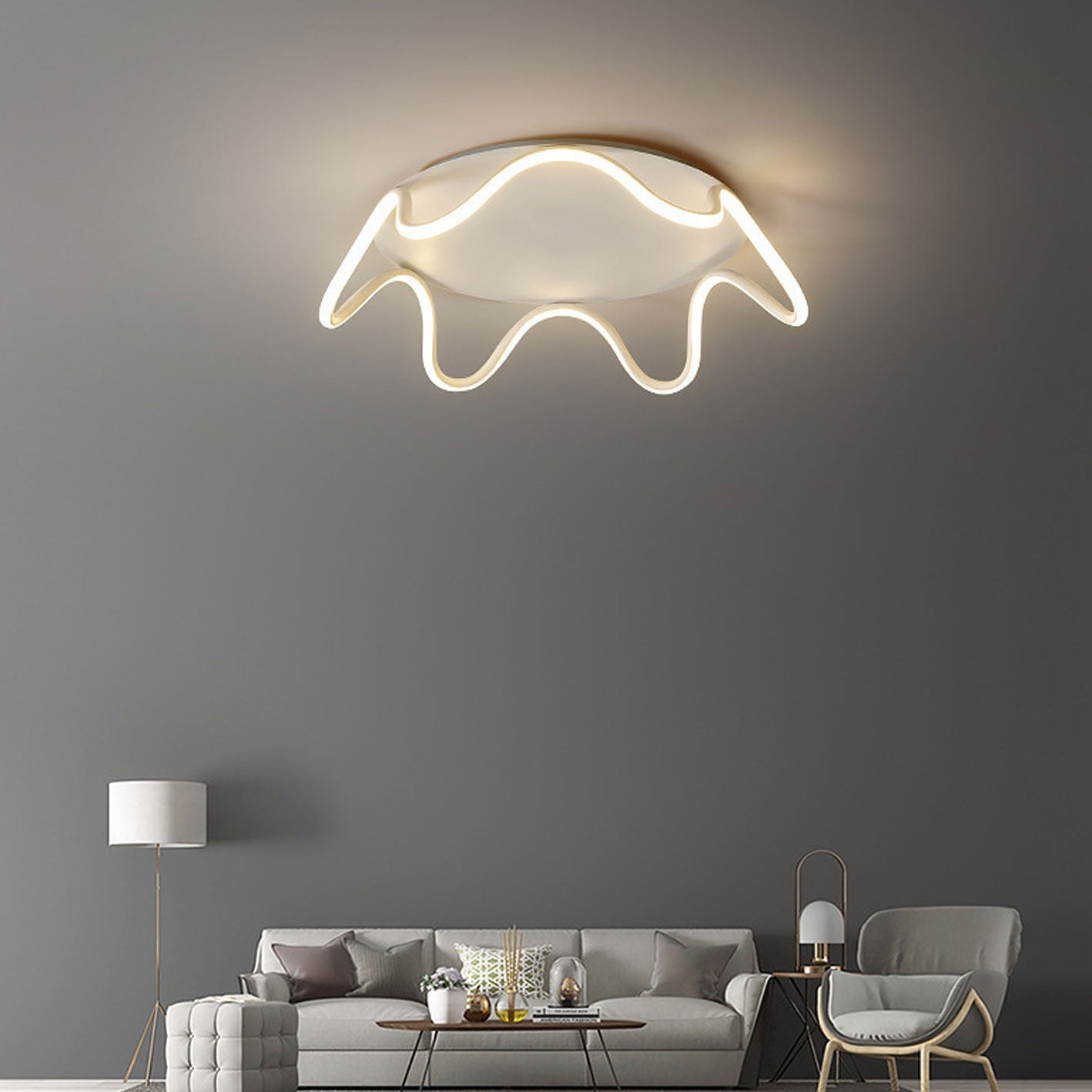 Modern Simple Crown Aluminum LED Flush Mount Ceiling Light