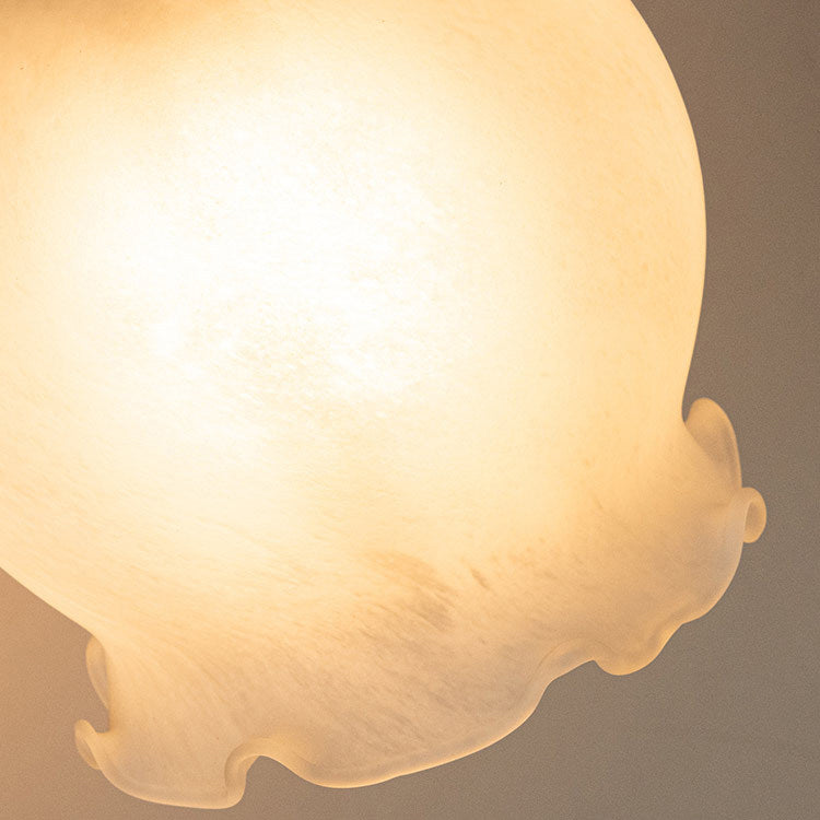 Traditional French Vintage Ceramic Glass Flower Shade Wood Base 1-Light Wall Sconce For Living Room