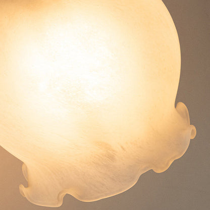 Traditional French Vintage Ceramic Glass Flower Shade Wood Base 1-Light Wall Sconce For Living Room
