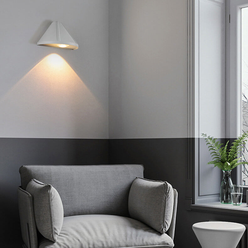Modern Minimalist Triangle Cone Waterproof Aluminum Lens Frosted LED Outdoor Wall Sconce Lamp