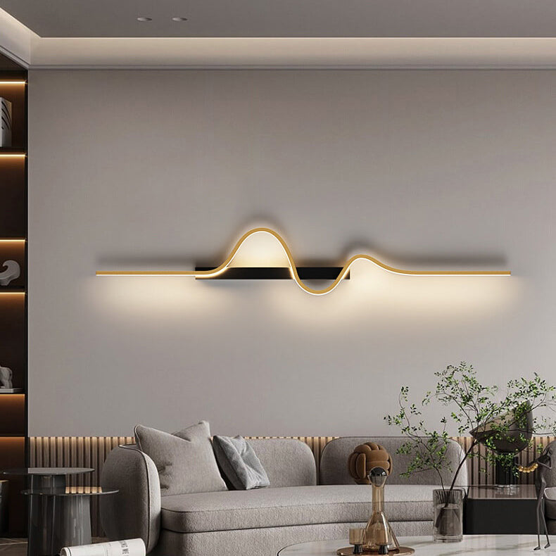 مصباح حائط LED من الألومنيوم بتصميم موجة طويلة عصري وبسيط لغرفة المعيشة