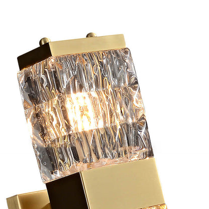 Modern Luxury Rectangular Half-Cylinder Copper Glass 2/3 Light Wall Sconce Lamp
