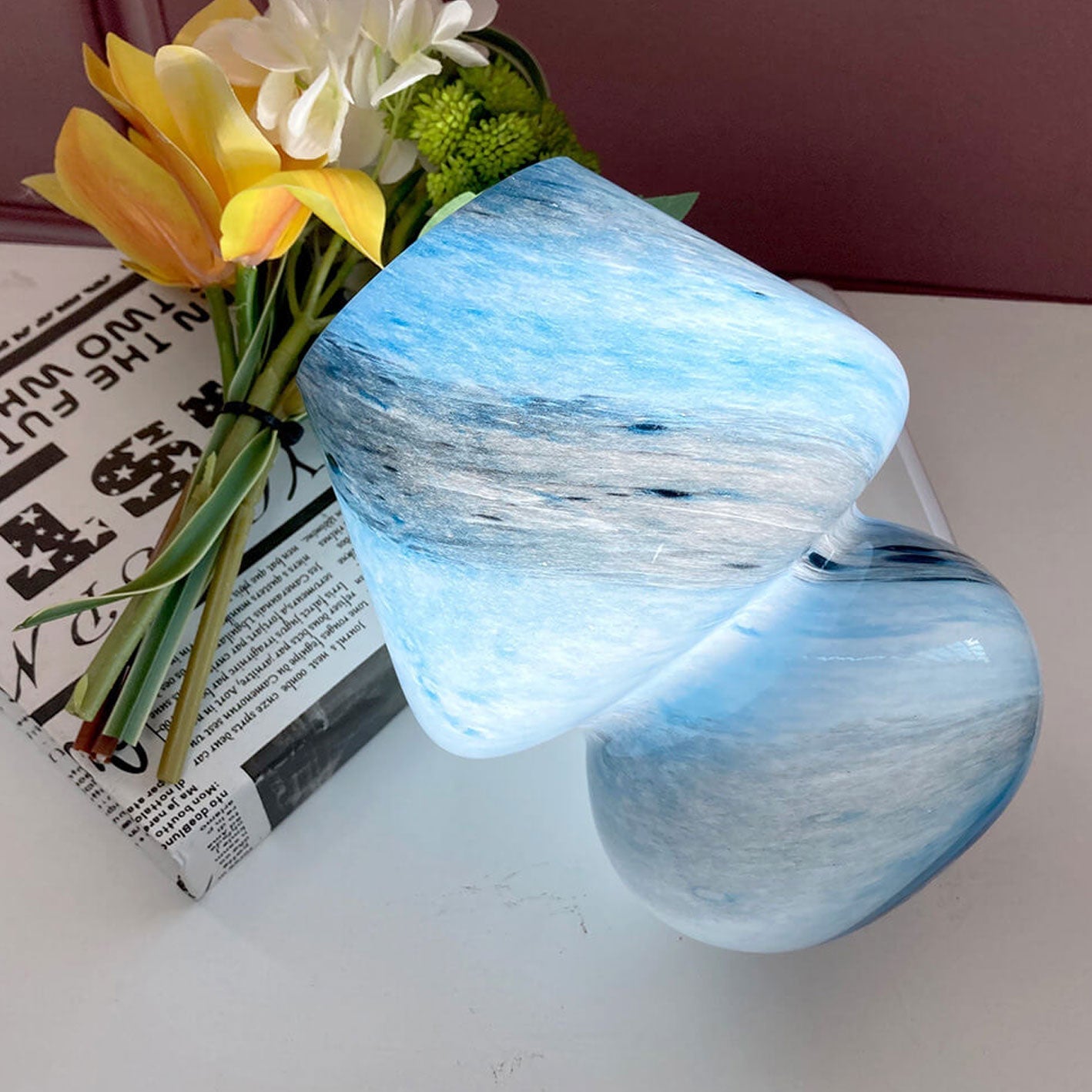 Creative Handmade Glass Planet Design Mushroom 1-Light Table Lamp