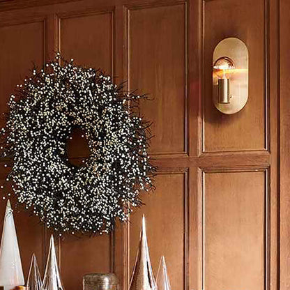 Contemporary Nordic Brass Oval Ball 1-Light Wall Sconce Lamp For Bedroom